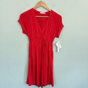 Robin Piccone Surplice Faux Wrap Dress Women Size Small Red Beach Cover-up  New